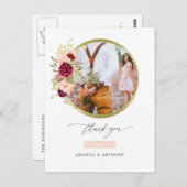 Bourgondië-Marsala en Blush Trouwfoto Dank u Briefkaart (Voorkant / Achterkant)