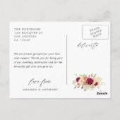 Bourgondië-Marsala en Blush Trouwfoto Dank u Briefkaart (Achterkant)