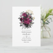 Bourgondië - Marsala en gouden bloemenbruiloft Kaart (Staand voorkant)