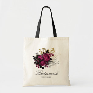 Bourgondië - Marsala en gouden bloemige bruidsmeis Tote Bag