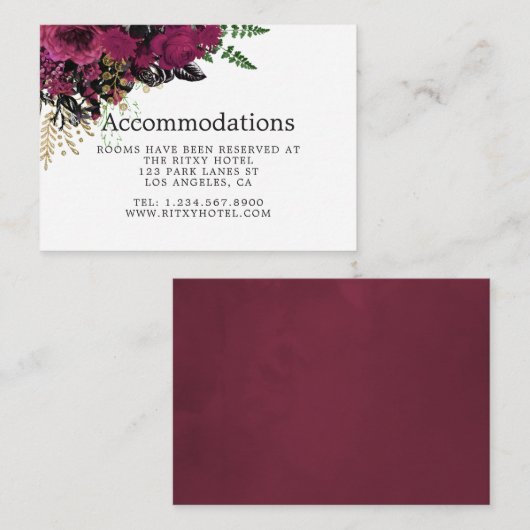 Bourgondië - Marsala en gouden bruiloft accommodat Informatiekaartje (Voorkant / Achterkant)