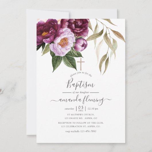 Bourgondië - Marsala en perzik bloemendoop Kaart (Voorkant)