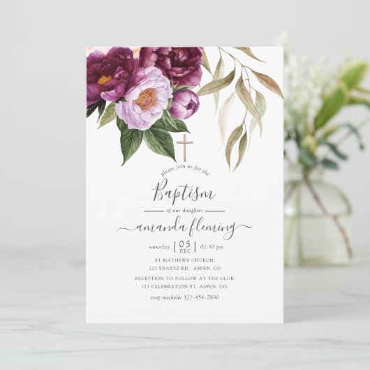 Bourgondië - Marsala en perzik bloemendoop Kaart (Staand voorkant)