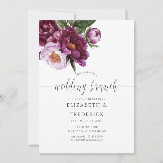 Bourgondië - Marsala en Perzik Bruiloft Brunch Kaart (Voorkant)