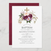 Bourgondië/Marsala en perzik Doop of Doopsel Kaart (Voorkant / Achterkant)