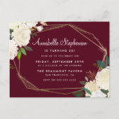Bourgondië Marsala Gouden Geometrische Verjaardags Uitnodiging Briefkaart (Voorkant)