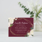 Bourgondië Marsala Gouden Geometrische Verjaardags Uitnodiging Briefkaart (Staand voorkant)