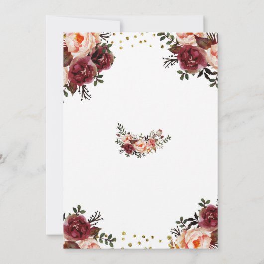 Bourgondië Marsala Herfst Bruids Douche Uitnodigin Kaart (Achterkant)