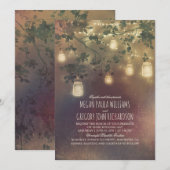 Bourgondië Marsala Herfst Mason Jar Lights bruilof Kaart (Voorkant / Achterkant)