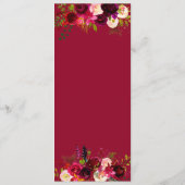 Bourgondië Marsala Landelijk Bloemen Bruiloftsmenu Menu (Achterkant)