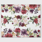 Bourgondië Marsala Merlot Bloemen Waterverf Bruilo Cadeaupapier (Vlak)