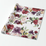 Bourgondië Marsala Merlot Bloemen Waterverf Bruilo Cadeaupapier<br><div class="desc">Bourgogne Marsala Merlot Bloemen Waterverf Bruiloft Wrapping Paper. Bourgogne Bliss Bruiloft Collectie, Tijdloos, Klassiek, Elegant, Bourgogne, Marsala, Merlot Wine, Gold, Plum en Purple Flowers. Fijne botanische bladeren en wijnstokken. stijl, Fancy kalligrafie script lettertype, gewoon mooi! Geweldig voor bruiloft en bruidsfeest cadeauverpakking! * Kopieer en plak in uw browser om het...</div>