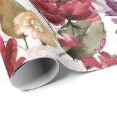 Bourgondië Marsala Merlot Bloemen Waterverf Bruilo Cadeaupapier (Rol Hoek)