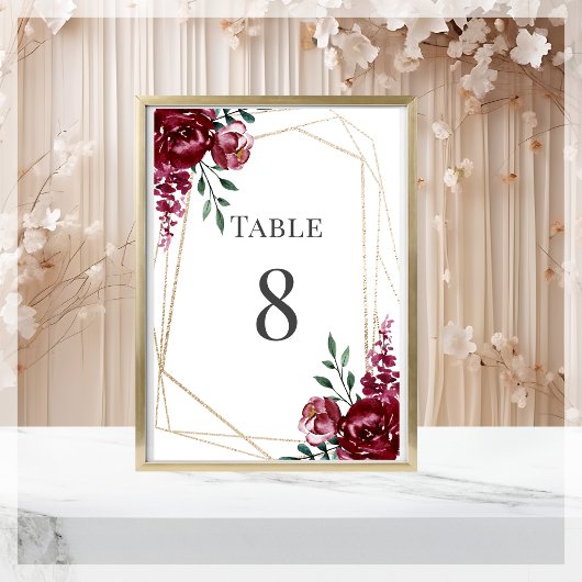 Bourgondië | Marsala Red Floral Wedding Kaart