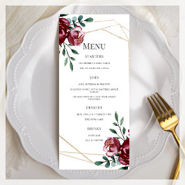 Bourgondië | Marsala Red Floral Wedding Menu
