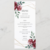 Bourgondië | Marsala Red Floral Wedding Menu (Voorkant)