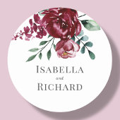 Bourgondië | Marsala Red Floral Wedding Ronde Sticker