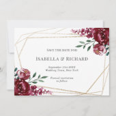 Bourgondië | Marsala Red Floral Wedding Save The Date (Voorkant)