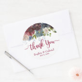 Bourgondië Marsala Rode Marine Bloemen Bruiloft Da Ronde Sticker (Envelop)