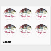 Bourgondië Marsala Rode Marine Bloemen Bruiloft Da Ronde Sticker (Vel)