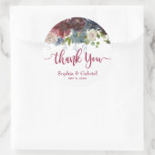 Bourgondië Marsala Rode Marine Bloemen Bruiloft Da Ronde Sticker (Tas)