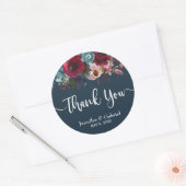 Bourgondië Marsala Rode Marine Bloemen Bruiloft Da Ronde Sticker (Envelop)