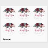 Bourgondië Marsala Rode Marine Bloemen Bruiloft Da Ronde Sticker (Vel)