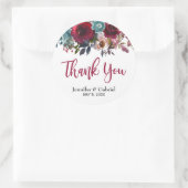 Bourgondië Marsala Rode Marine Bloemen Bruiloft Da Ronde Sticker (Tas)