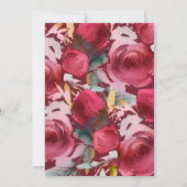 Bourgondië Marsala Romantische Bloemenbruiloft Kaart (Achterkant)