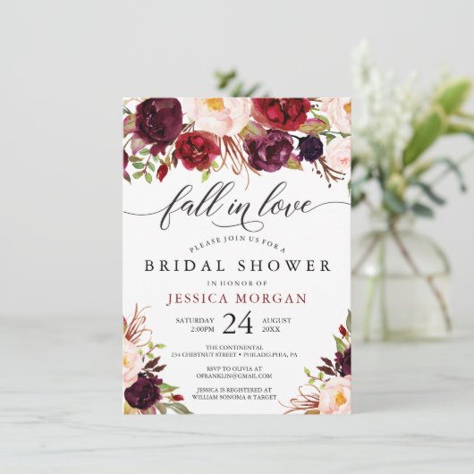 Bourgondië Marsala Vrijgezellenfeest nodigt Herfst Kaart (Staand voorkant)