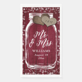 Bourgondië Mason Jar Barn Wood Mr & Mrs Wedding Servet