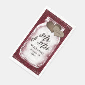 Bourgondië Mason Jar Barn Wood Mr & Mrs Wedding Servet (Hoek)