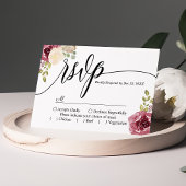 Bourgondië Merlot Bloemenbruiloft RSVP Kaart