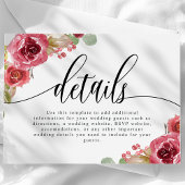 Bourgondië Merlot Waterverf Bloemen bruiloft Detai Informatiekaartje