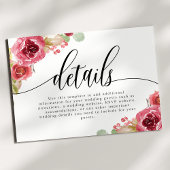 Bourgondië Merlot Waterverf Bloemen bruiloft Detai Informatiekaartje