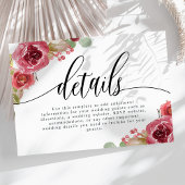 Bourgondië Merlot Waterverf Bloemen bruiloft Detai Informatiekaartje