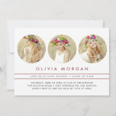 Bourgondië Modern Drie foto collage Afstuderen Kaart (Voorkant)