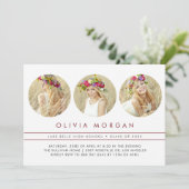 Bourgondië Modern Drie foto collage Afstuderen Kaart (Staand voorkant)