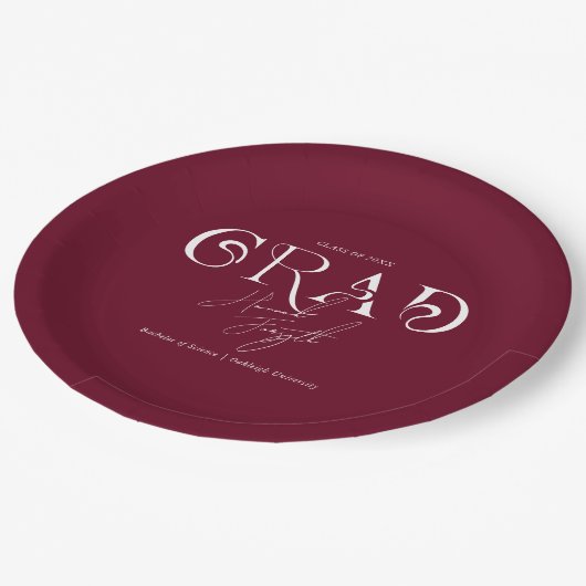 Bourgondië Modern Minimalistisch | Afstudeerfeest Papieren Bordje (Gekanteld)