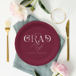 Bourgondië Modern Minimalistisch | Afstudeerfeest Papieren Bordje<br><div class="desc">Moderne Bourgondische en witte moderne typografie party borden. Beginnend met een fabelachtige gedrukte uitnodiging, zet de toon met een uniek ontwerp en draag het thema vervolgens door het hele evenement. Uw evenement zal afbeelding perfect zijn van begin tot eind met speciale kleine extra's. Voeg uw aangepaste formulering toe aan dit...</div>