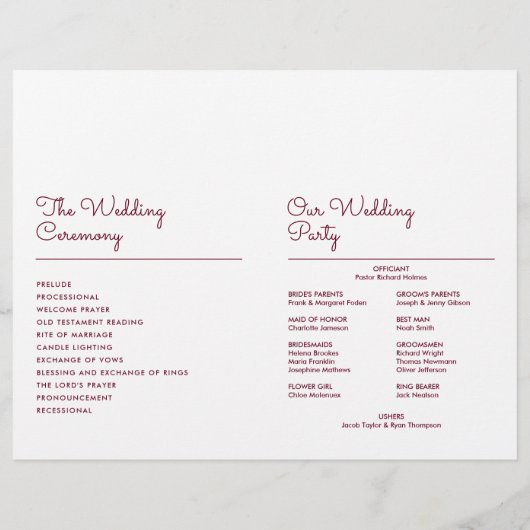 Bourgondië Modern Minimalistisch Script Huwelijksp (Achterkant)