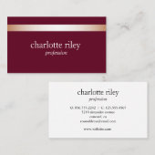 Bourgondië | Modern Roos Gold Striped Stijlvol Visitekaartje (Voorkant / Achterkant)