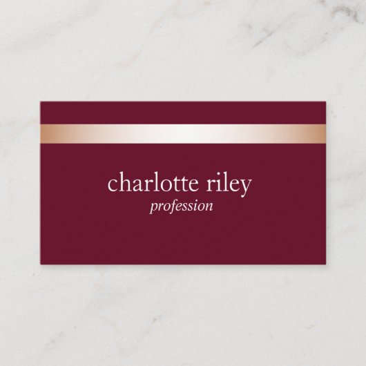Bourgondië | Modern Roos Gold Striped Stijlvol Visitekaartje (Voorkant)