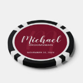 Bourgondië Modern Script Gepersonaliseerde Groomsm Poker Chips (Enkel)