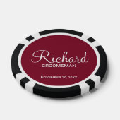 Bourgondië Modern Script Gepersonaliseerde Groomsm Poker Chips (Enkel)