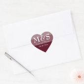 Bourgondië Moderne Elegante Script Bruiloft Hart Sticker (Envelop)