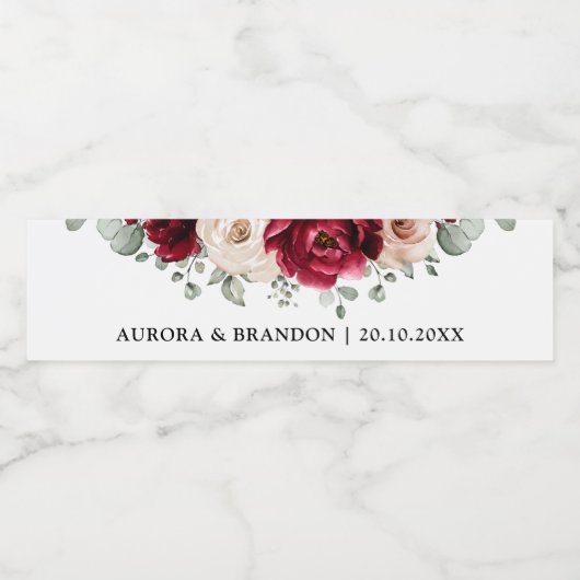 Bourgondië Mousserende Wijn Ivoor Mauve Roze Bloem Waterfles Etiket (Enkel label)