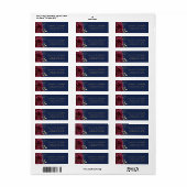 Bourgondie Navy Bloemrijke Script Retouradres Huwe Etiket (Full Sheet)
