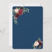 Bourgondië Navy Blue Floral Lijst 50e verjaardag Kaart (Achterkant)
