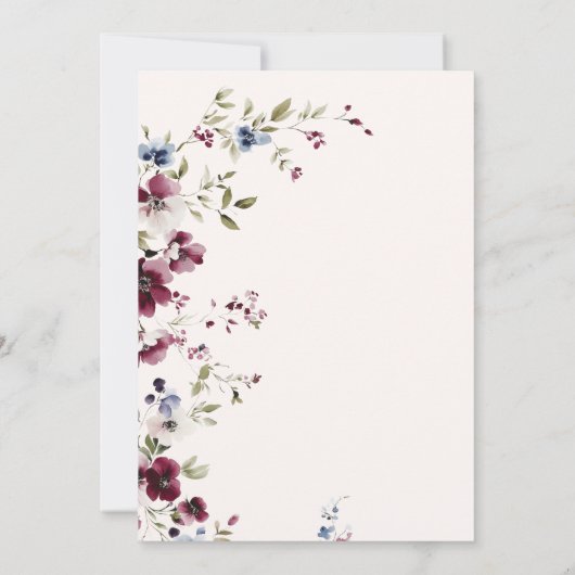 Bourgondië Navy Blue Love In Bloom Vrijgezellenfee Kaart (Achterkant)